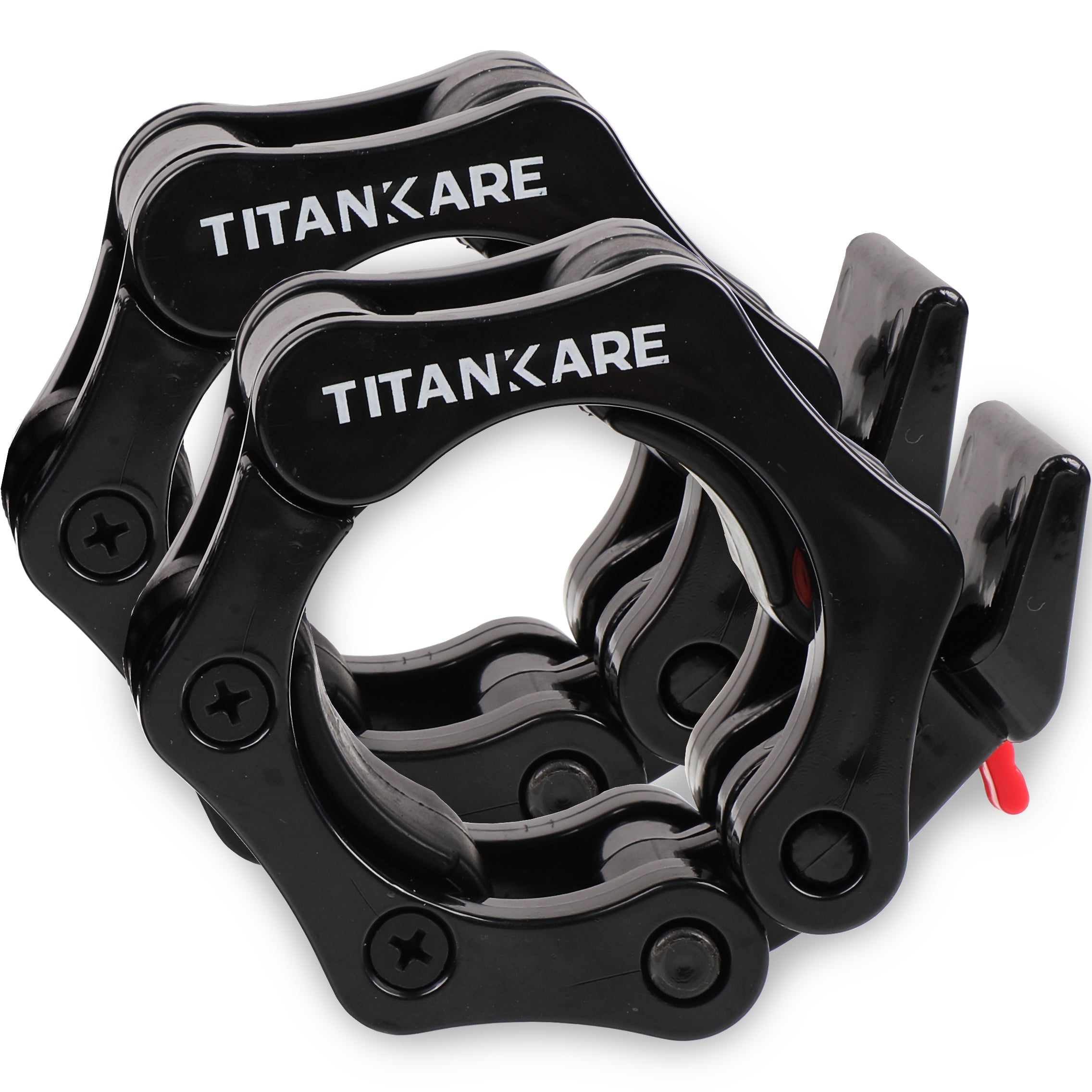 TITANKARE Olympic Barbell Clips and Weight Lifting Straps Combo - 1 Pair